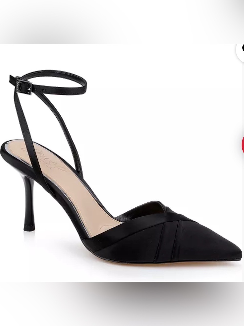 Jewel Badgley Mischka Black Pointed Ankle-Strap Heel
